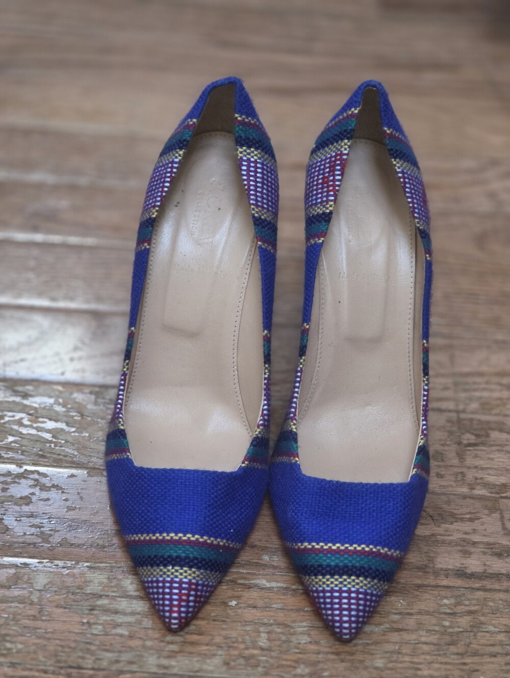 Rare! J.Crew Collection Woven Stripe Block Heel Pumps - Made in Italy, Size 8 - Picture 3 of 6